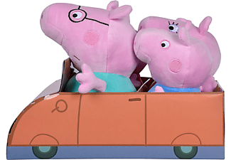 SIMBA TOYS Peppa Pig 4-tlg. Familienset im Auto Plüschfiguren Mehrfarbig