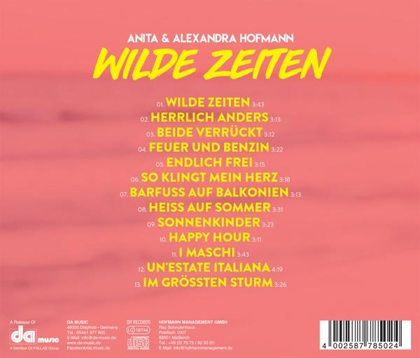 Rückseite eines Albums mit Trackliste auf Deutsch. Mit Künstlernamen und farbenfrohem Hintergrund.