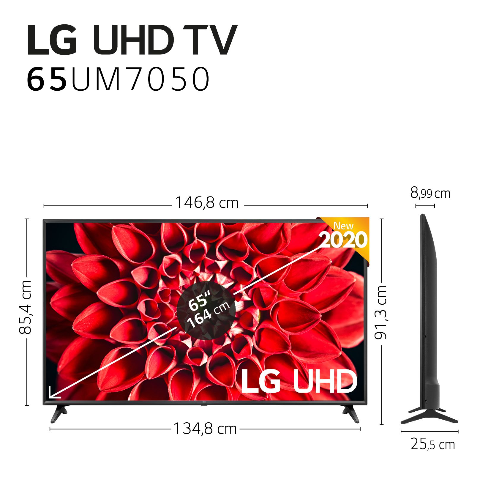 TV LED 65" - LG 65UM7050PLA, Smart TV 4K UHD, webOS 4.5, HDR10 Pro, HLG, Ultra Surround, HDMI, USB, WiFi [A]