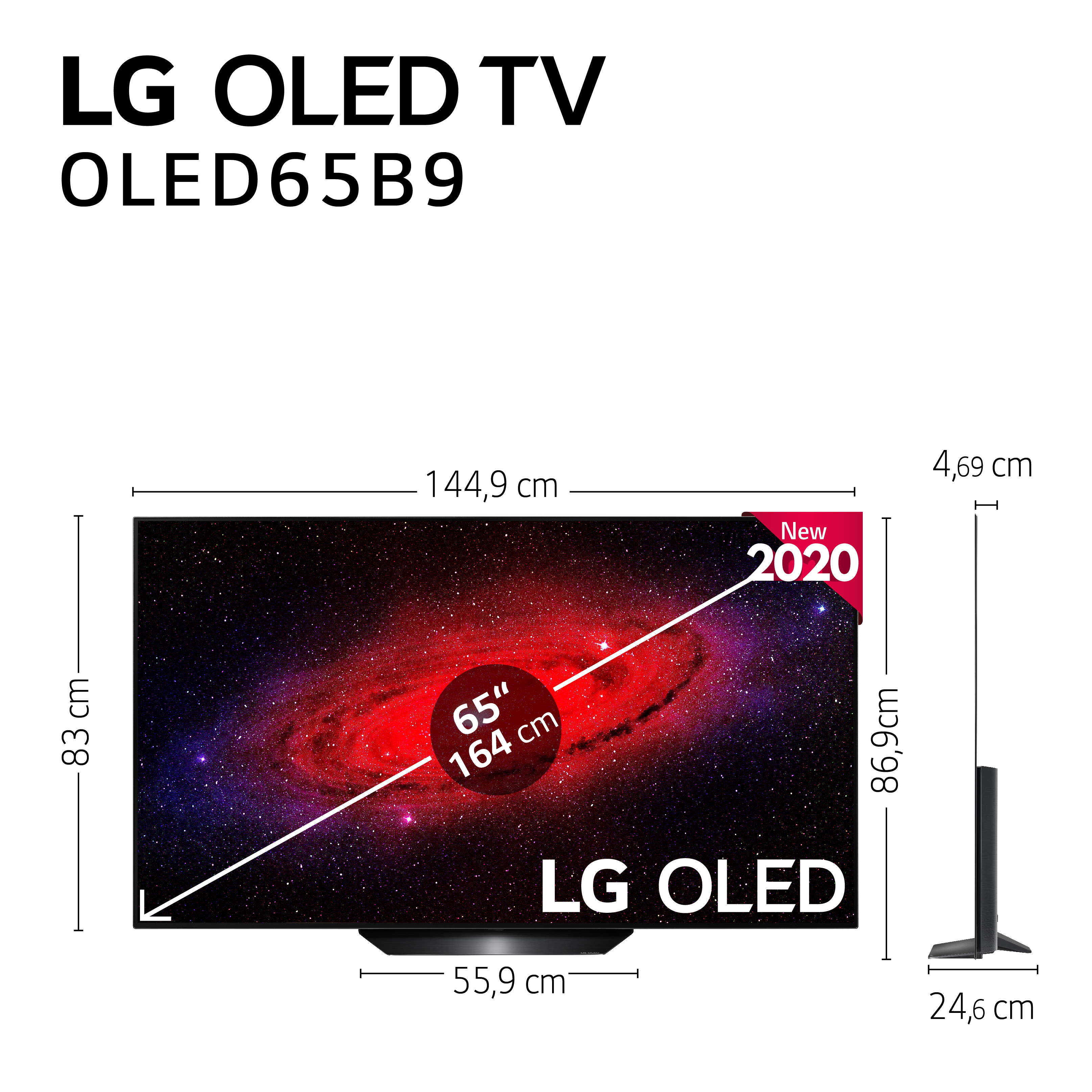 TV OLED 65" - LG OLED65B9SLA, Smart TV OLED 4K, Inteligencia Artificial, 100% HDR, Dolby ATMOS, Bluetooth [A]