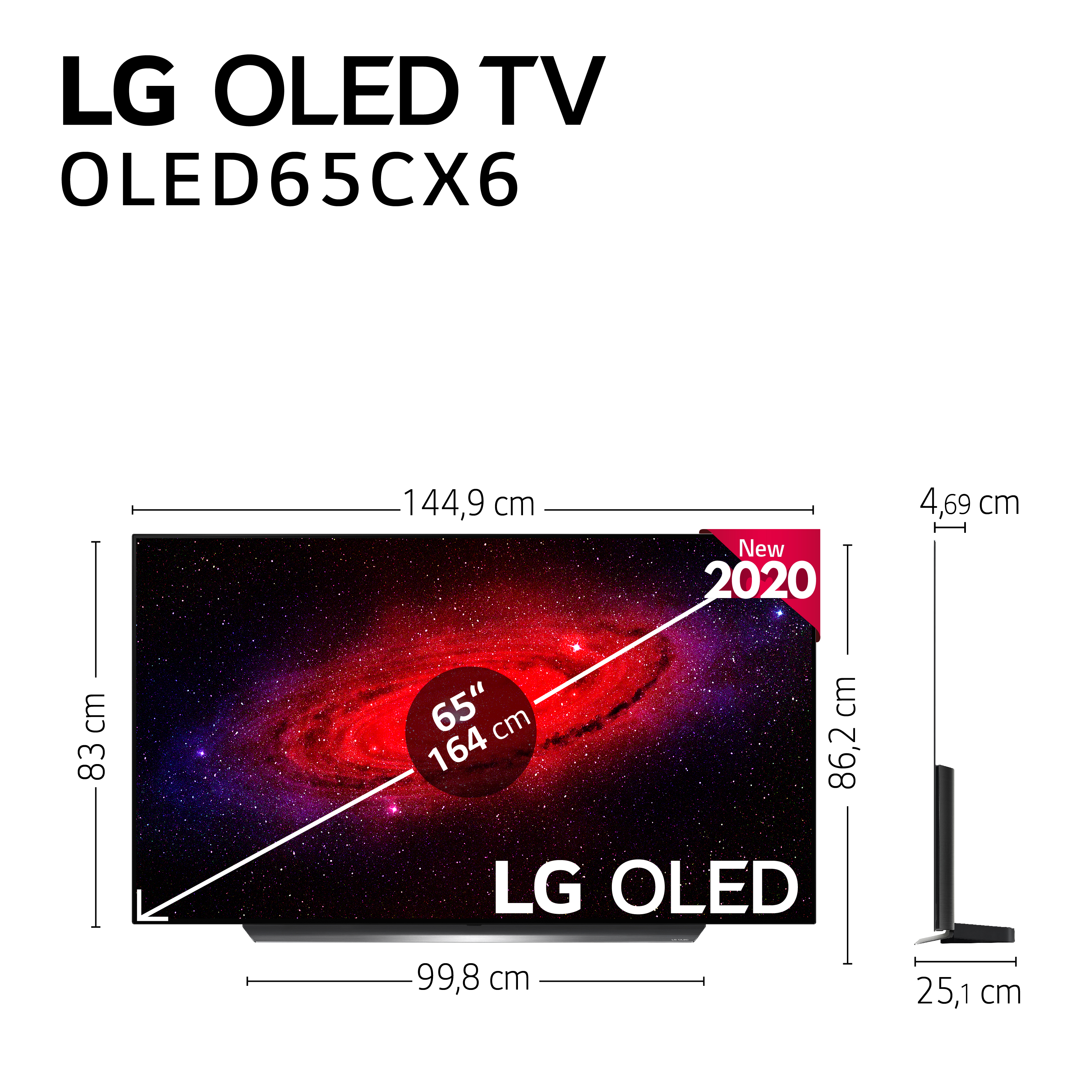 TV OLED 65" - LG OLED65CX5LB, UHD 4K, 3840x2160, A9, HDMI, USB 2.0, LAN, Fibra Óptica, Salida auriculares