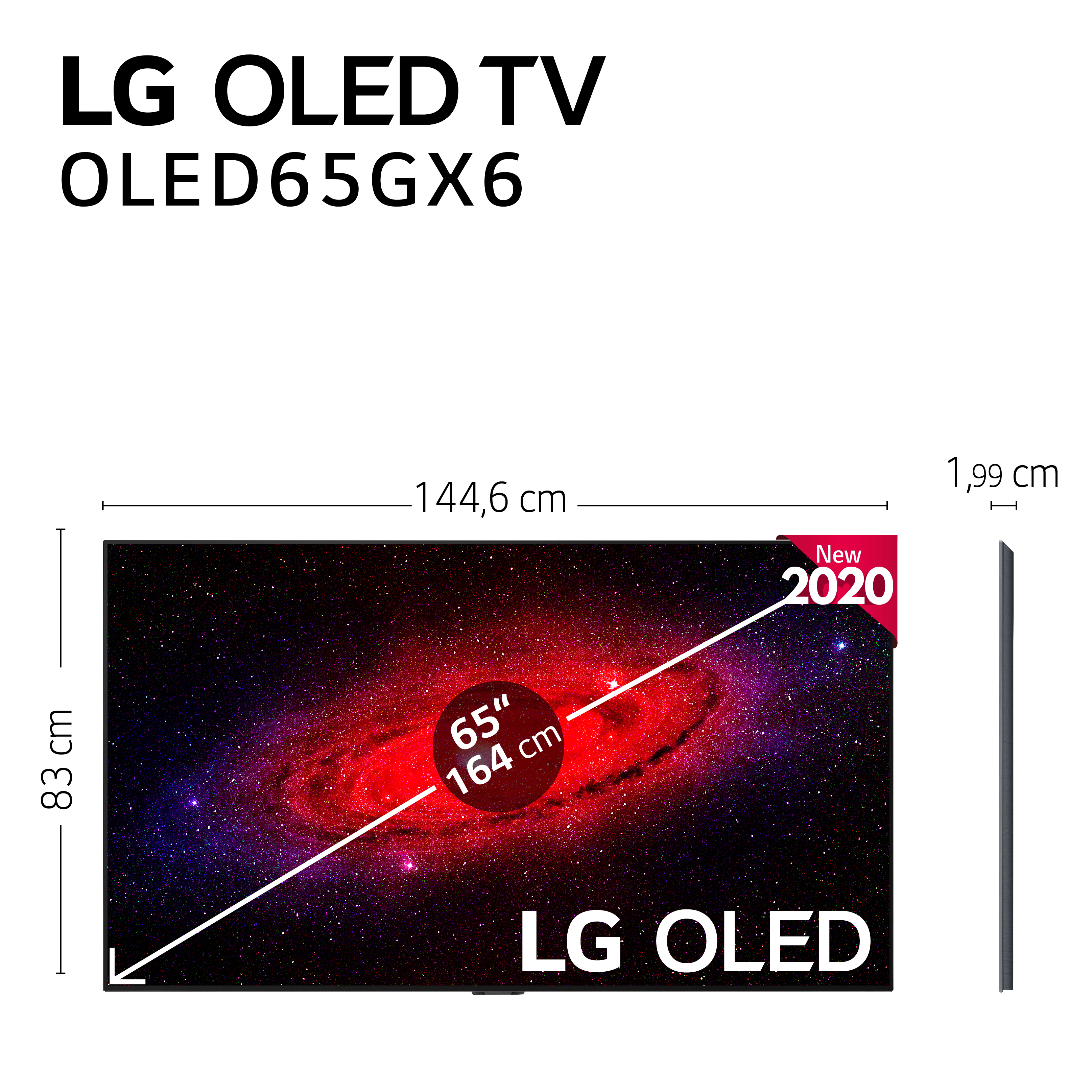 TV OLED 65" - LG OLED65GX6LA, Smart TV OLED 4K, Inteligencia Artificial, 100% HDR, Dolby ATMOS, Bluetooth