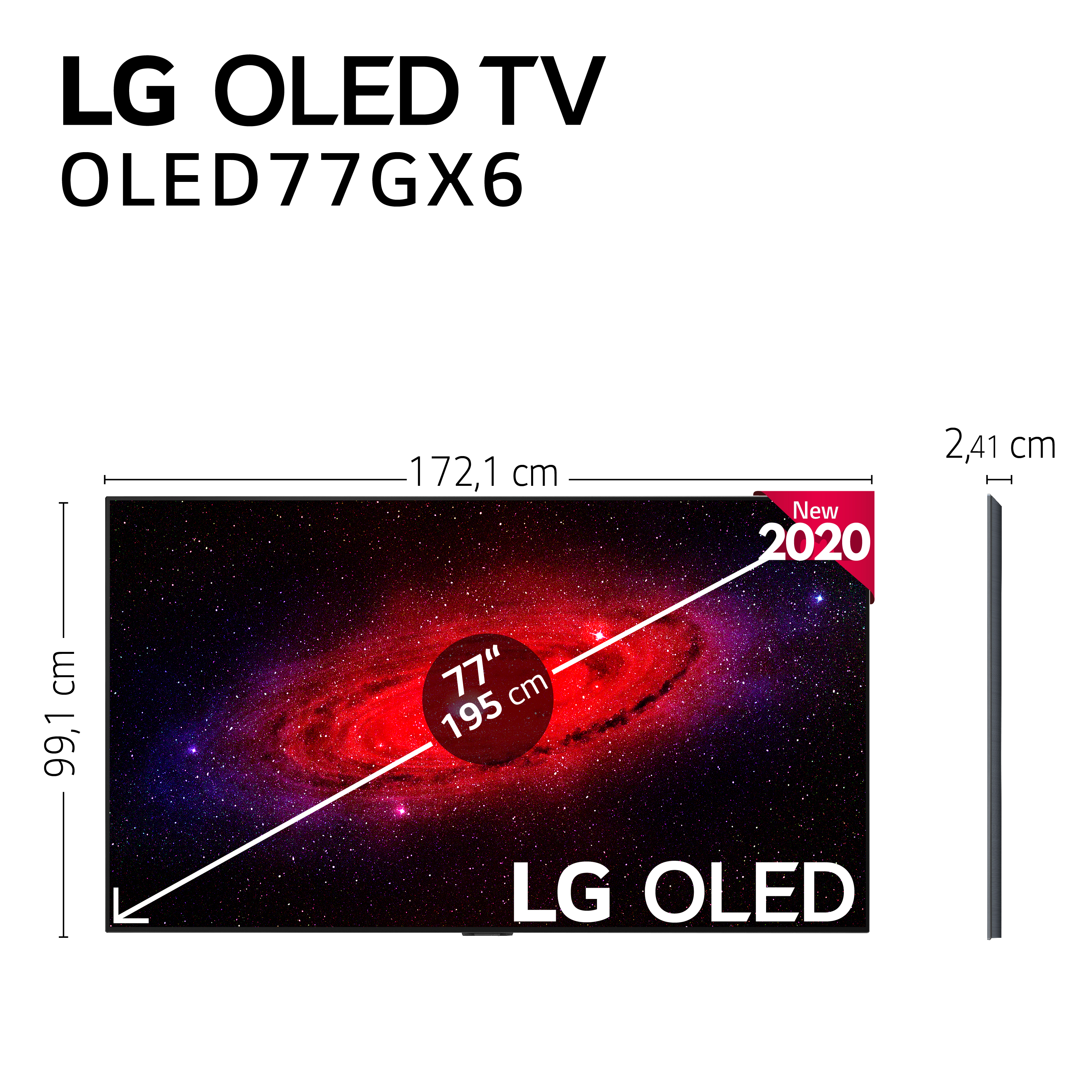 TV OLED 77" - LG OLED77GX6LA, Smart TV 4K UHD, Inteligencia Artificial, 100% HDR, Dolby ATMOS, Bluetooth