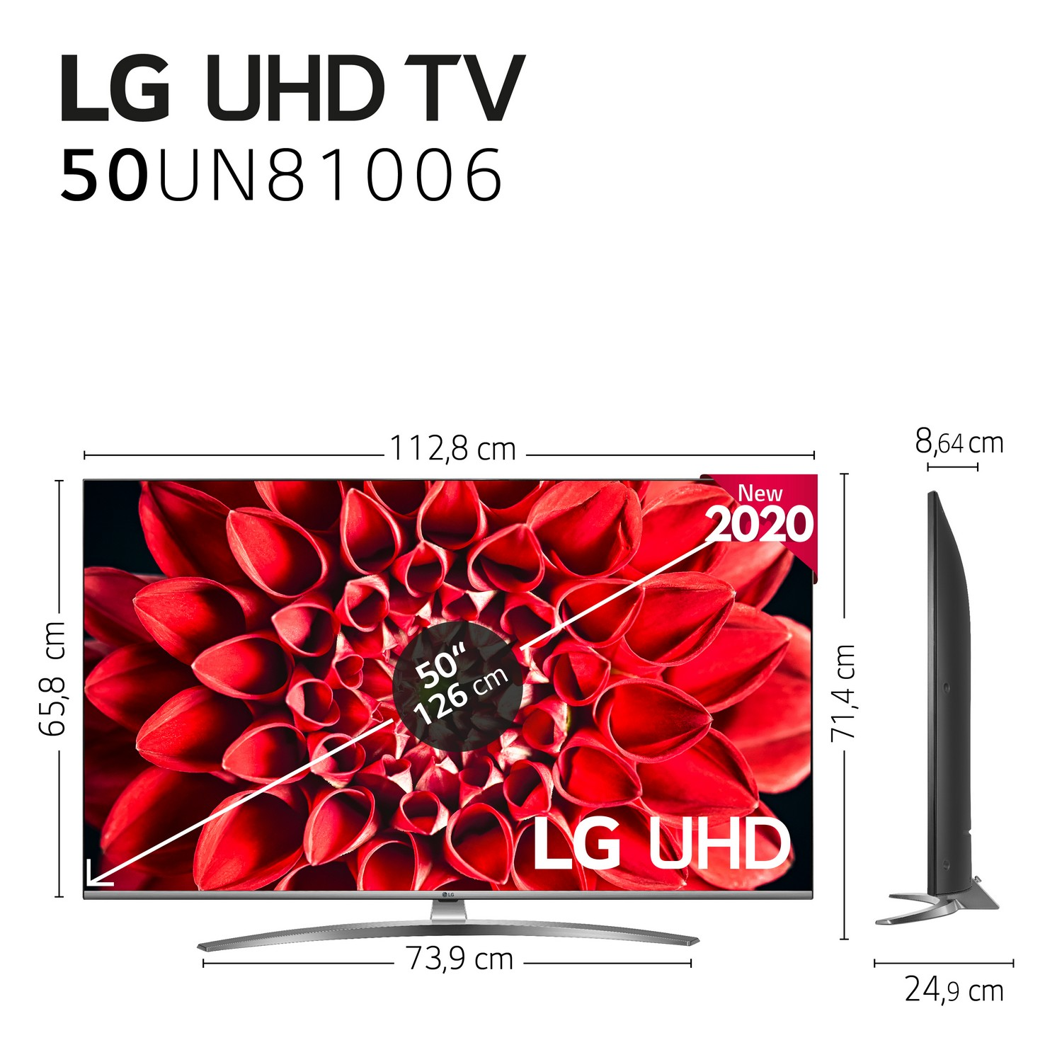 TV LED 50" - LG 50UN81006LB, UHD 4K, Quad Core, WiFi, Bluetooth, Inteligencia Artificial, HDR 10 Pro, Smart TV