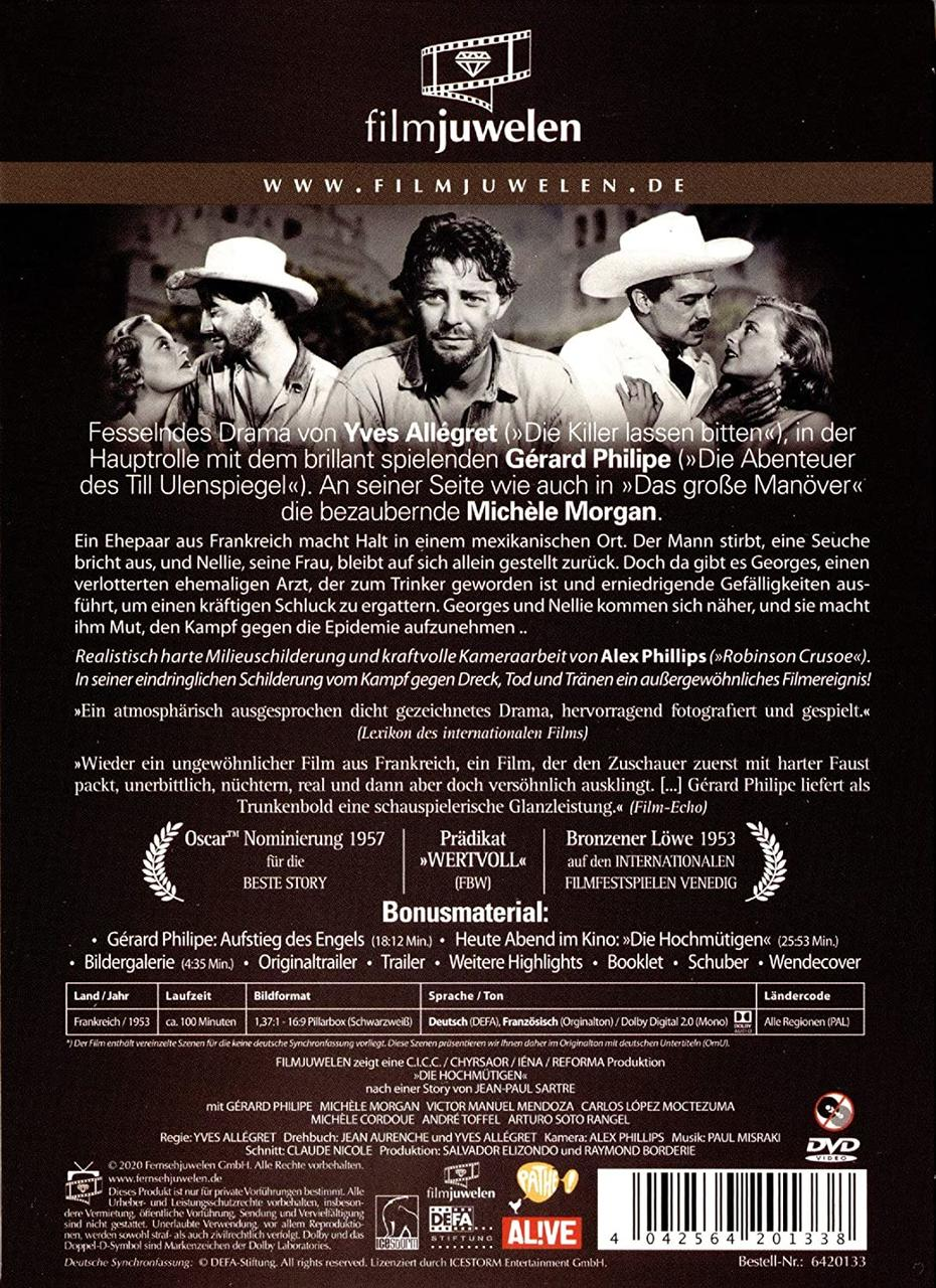 Rückseite einer DVD-Hülle für einen französischen Film, mit Schauspielern in der Mitte und Text auf Französisch und Deutsch.