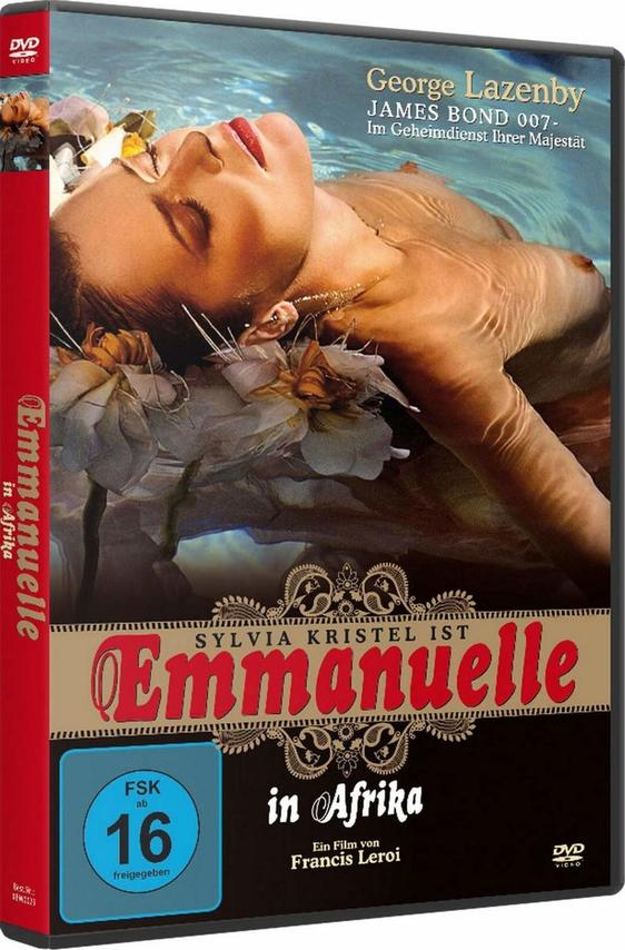 DVD-Cover. Eine Frau im Wasser mit Blumen. Text: Emmanuelle in Afrika.
