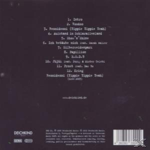 Album-Rückseite mit Titelliste in schwarzem Text auf dunklem Hintergrund.