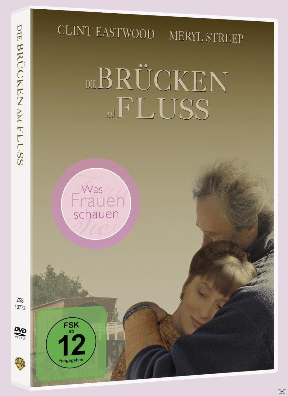 DVD-Cover. Clint Eastwood und Meryl Streep umarmen sich. Der Titel lautet 'Die Brücken am Fluss'.