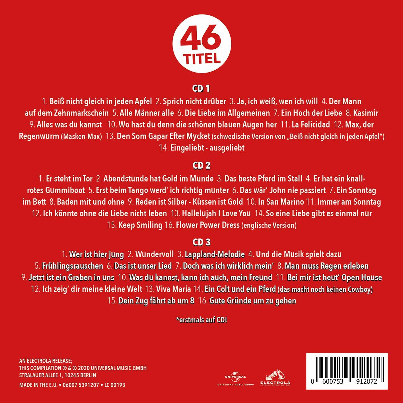 CD-Rückseite mit deutschen Songtiteln und rotem Hintergrund.