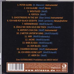 Rückseite einer Musik-CD. Text listet Songtitel und Künstlerinformationen auf.