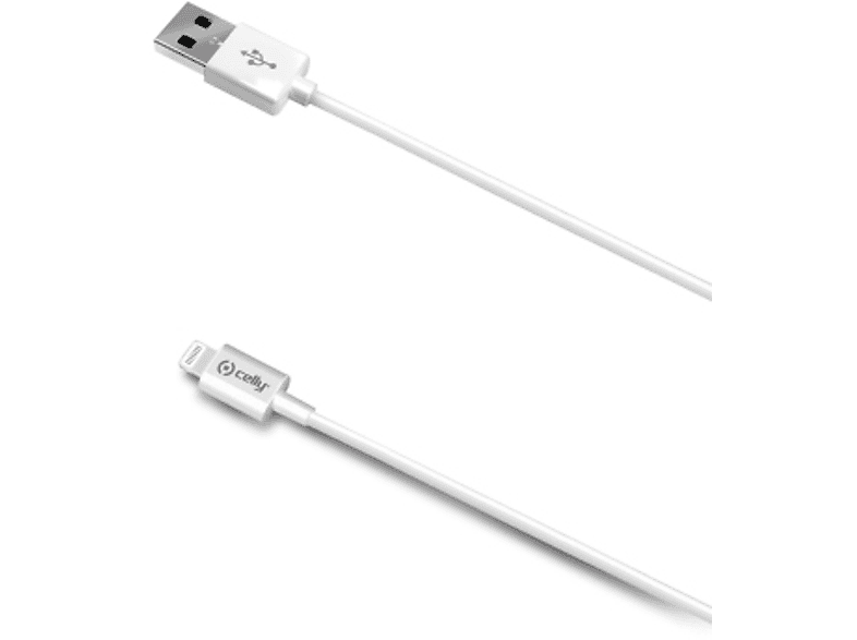 Cable - Celly USBIP52M, De USB a Lightning, 2 m, Blanco