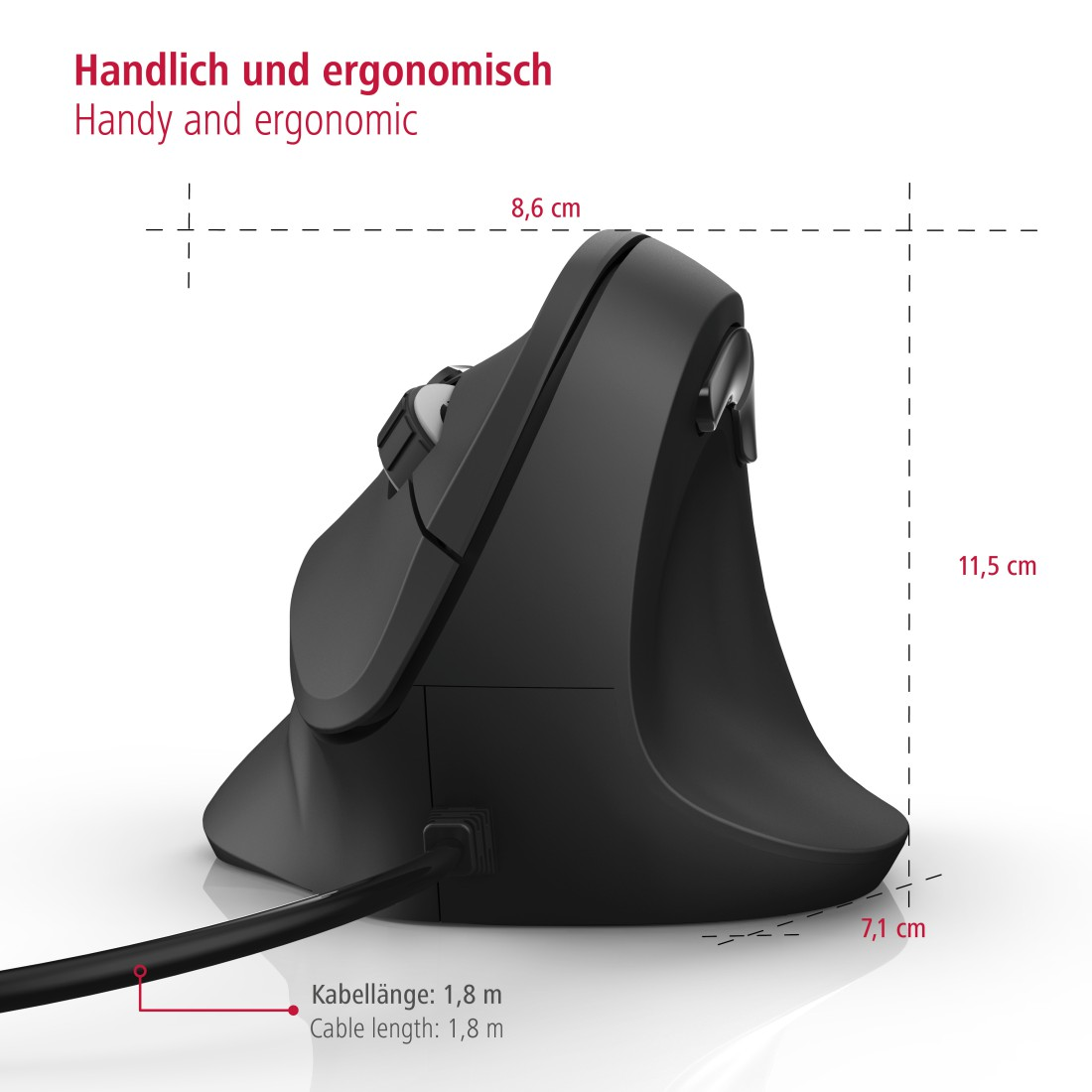 HAMA EMC-500 Ergonomische Maus, Schwarz