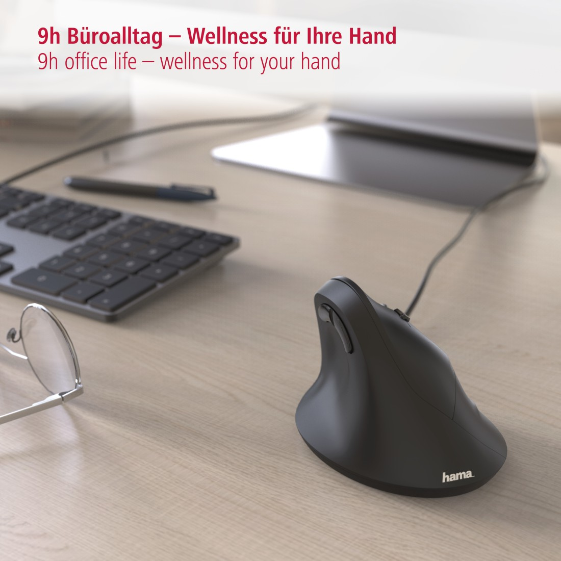 HAMA EMC-500 Ergonomische Maus, Schwarz