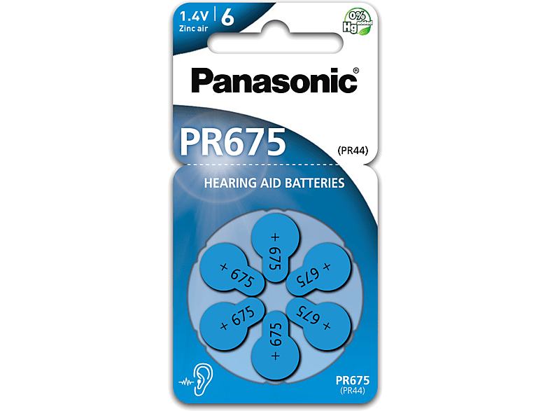 PANASONIC Cink-levegő elem, PR44 6 db (PR675/6LB)