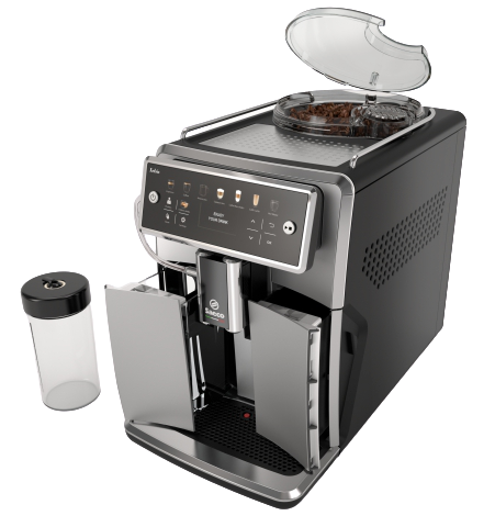 SAECO Kaffeevollautomat Xelsis SM7580/00 Piano Black  Kaffeevollautomat (Klavierlack-Schwarz, Keramikmahlwerk, 15 bar, externer Milchbehälter)