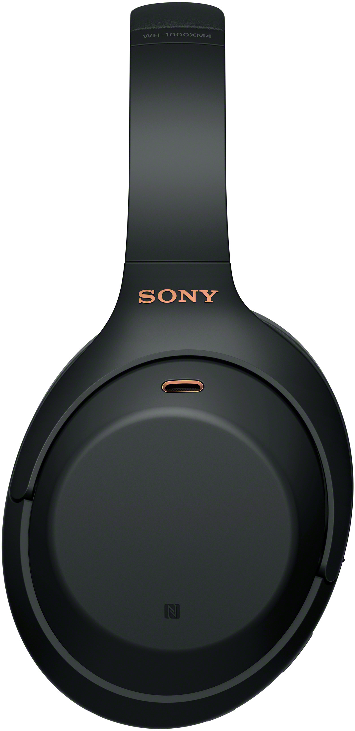Zwarte Sony WH-1000XM4 hoofdtelefoon, met de oorschelpen, hoofdband en het Sony-logo.