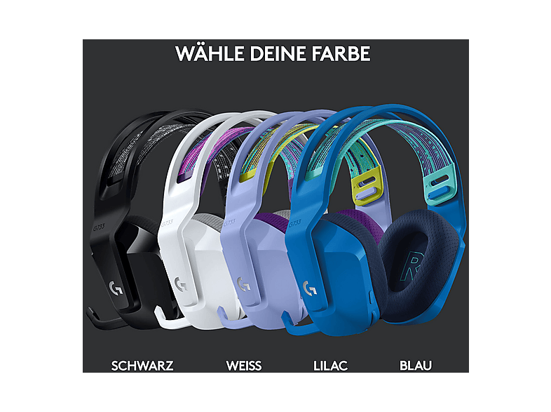 LOGITECH G G733 Lightspeed, extrem leichtes kabelloses Gaming Headset, Lightsync RGB, Schwarz — Foto 4 von 5