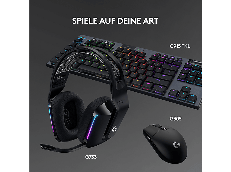 LOGITECH G G733 Lightspeed, extrem leichtes kabelloses Gaming Headset, Lightsync RGB, Schwarz — Foto 5 von 5