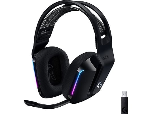 LOGITECH Gaming Headset G733 Lightspeed RGB, kabellos, Blue VO!CE-Mikrofontechnologie, Schwarz