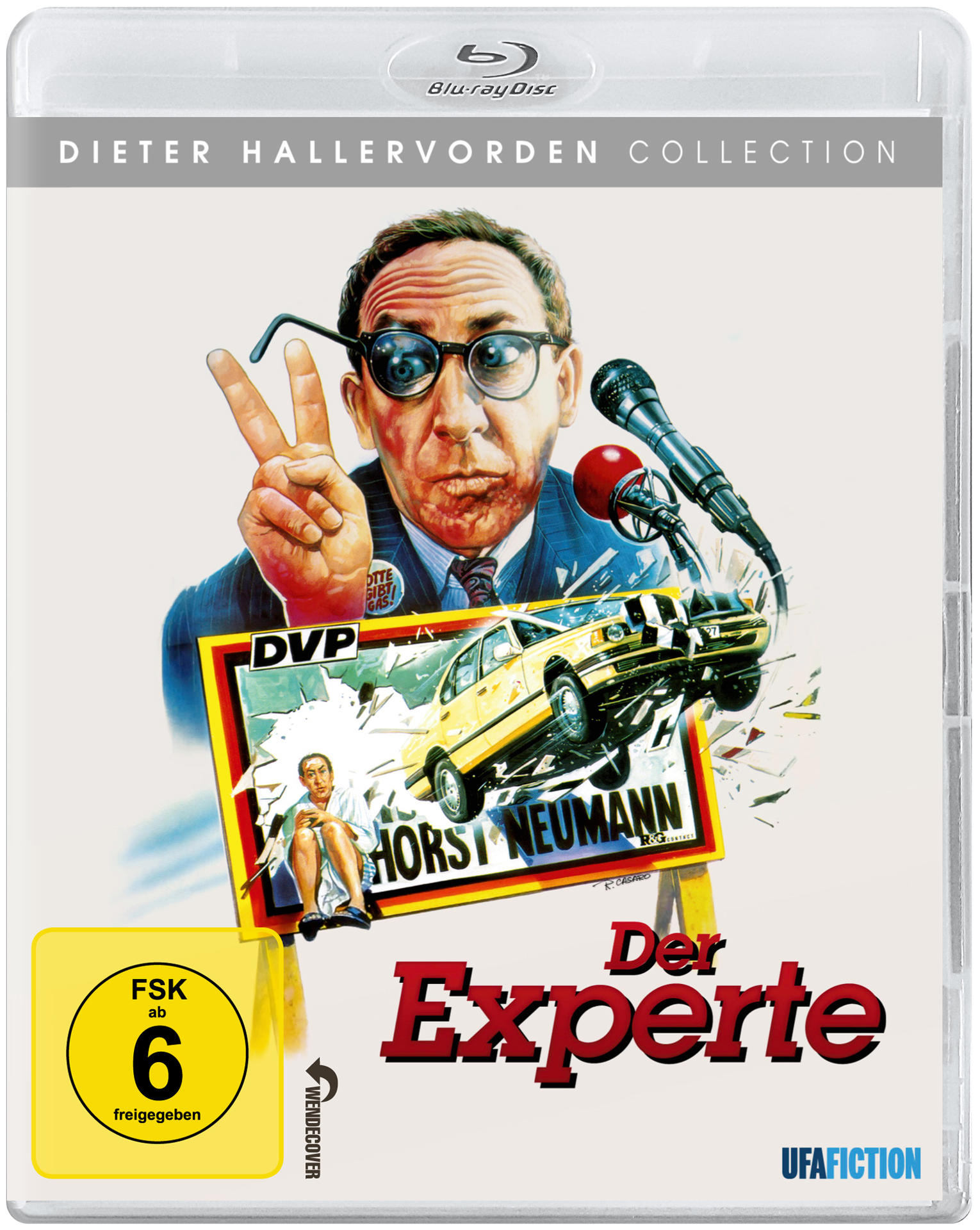 DVD-Cover. Ein Mann mit Brille und Friedenszeichen hält ein Mikrofon. Ein Auto.