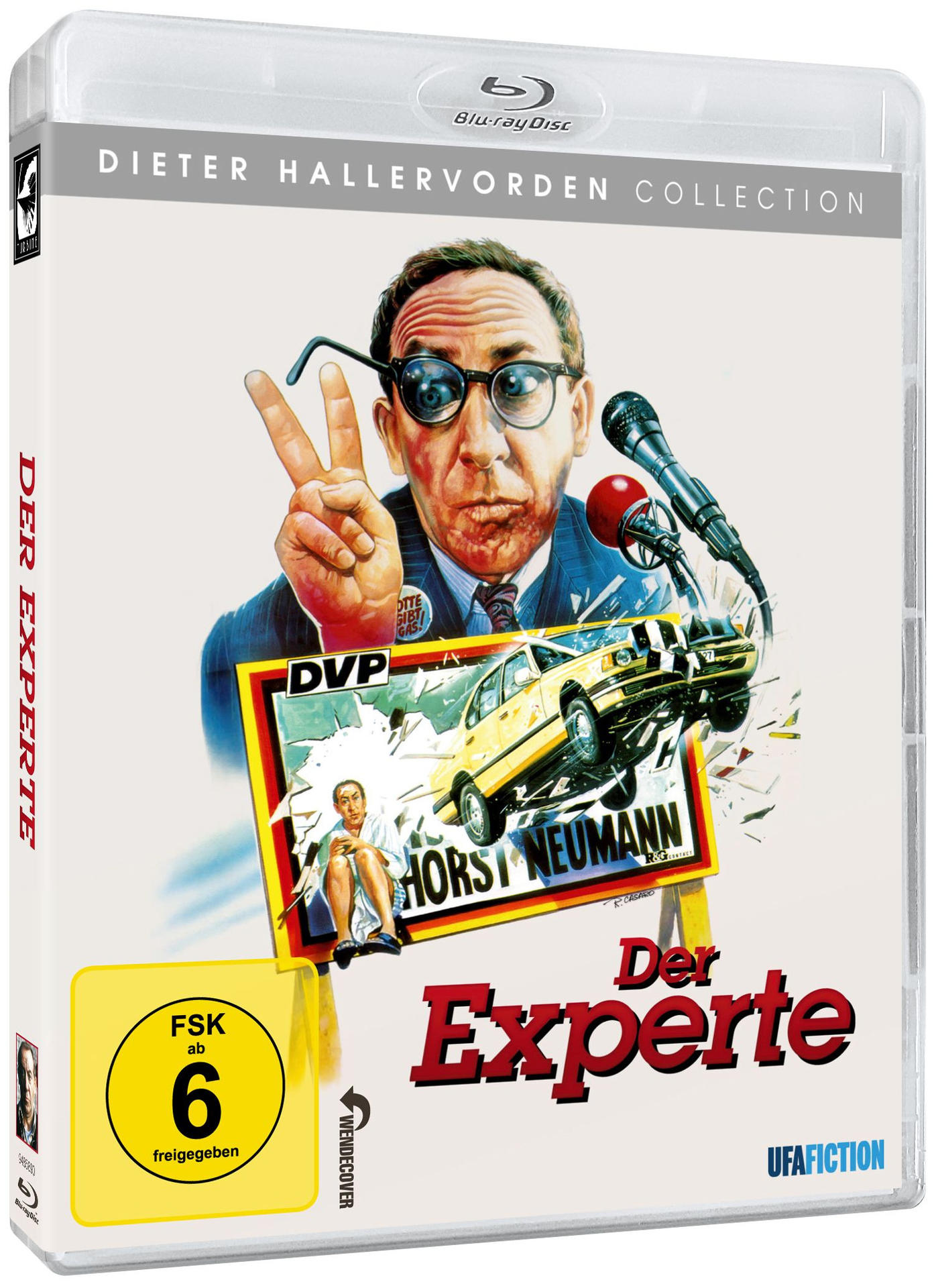 DVD-Cover des Films 'Der Experte' mit einem Mann mit Brille und einem Auto.