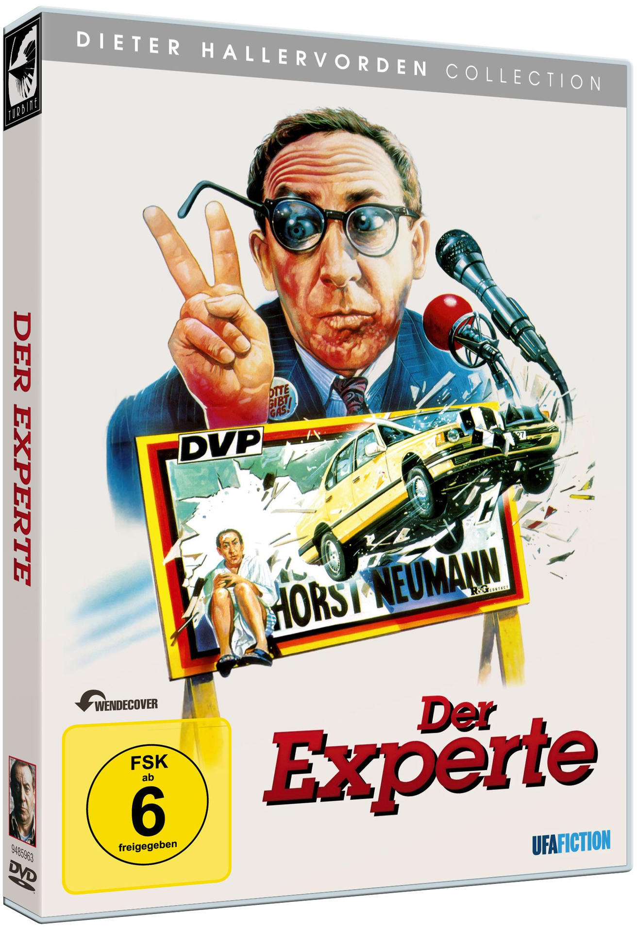 DVD-Cover mit einem Mann mit Brille und einem Schild mit der Aufschrift 'Der Experte'.