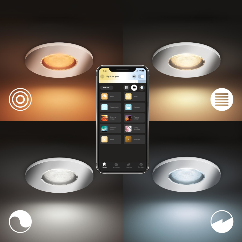 PHILIPS HUE Inbouwspot Bluetooth Adore Chroom Warm tot koelwit licht (3417511P9)