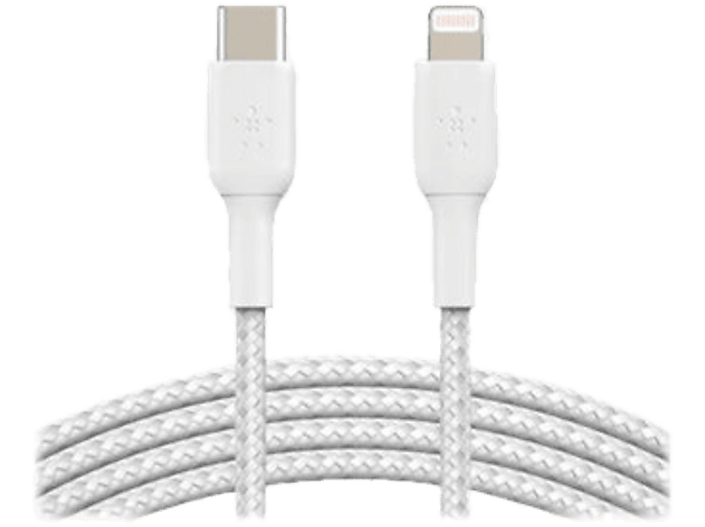 Belkin BOOSTCHARGE gevlochten USB-C naar Lightning-kabel 2m Wit