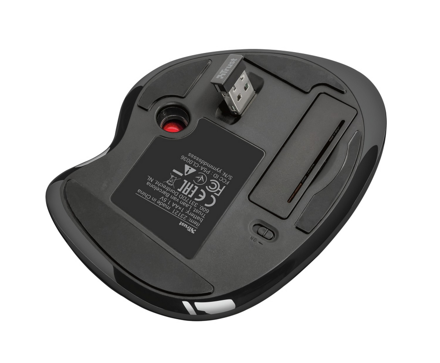 Ratón inalámbrico - Trust Sferia Wireless, 1600 ppp, Óptico, Receptor nano-USB, Negro