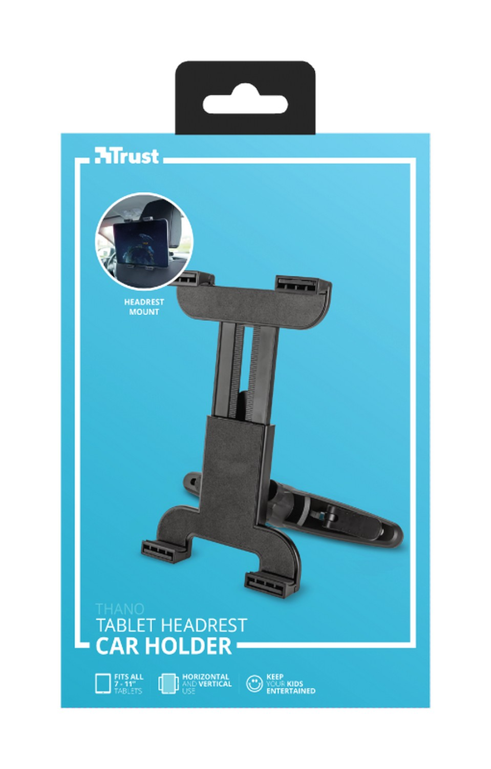 Soporte tablet - Trust Thano, Para coche, 7" a 11", Negro