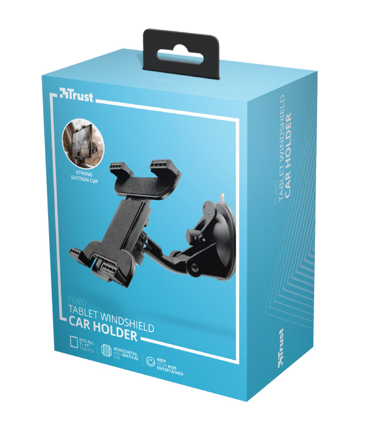 Soporte tablet - Trust Turo Tablet, Para coche, 7" a 11", Negro