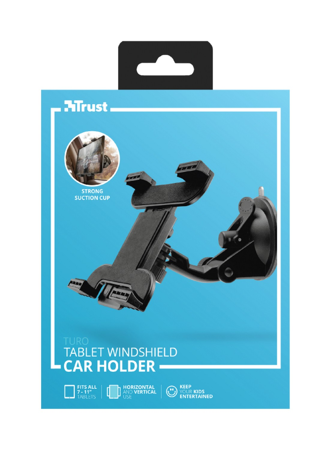 Soporte tablet - Trust Turo Tablet, Para coche, 7" a 11", Negro