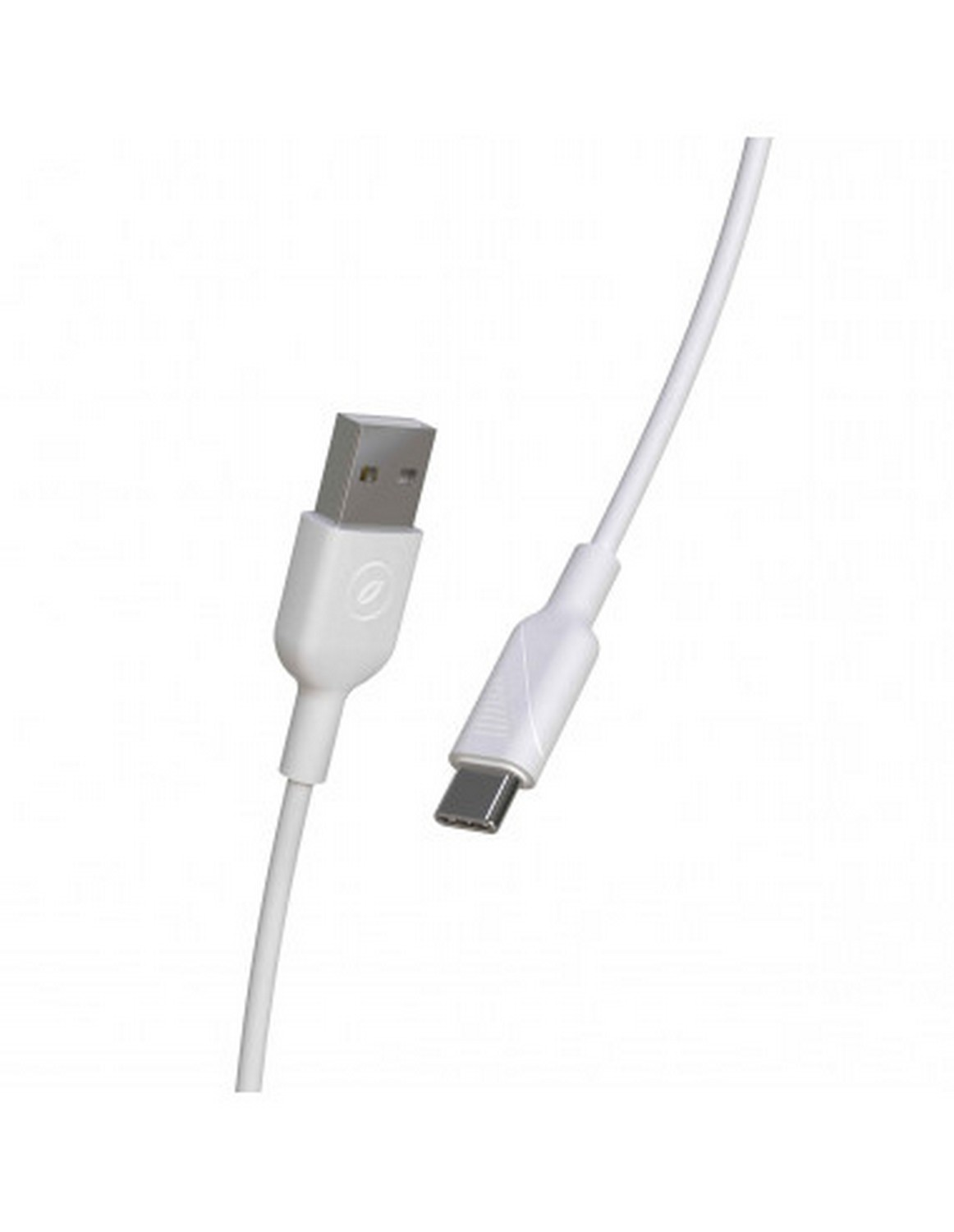 Cable USB a USB-C blanco. Los conectores están en cada extremo del cable.