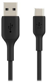 Black USB-C cable. One end is USB, the other is USB-C. Belkin brand.