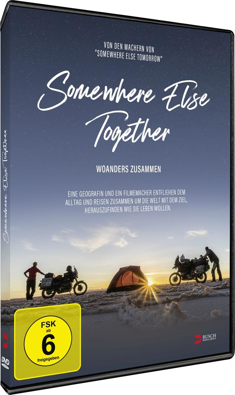 DVD-Hülle mit zwei Motorrädern. Titel: Somewhere Else Together. Nachthimmel und Wüstenlandschaft.