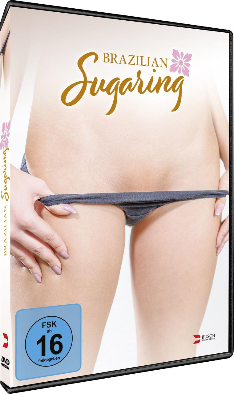 DVD-Cover von Brazilian Sugaring. Eine Frau zieht ihre Unterwäsche herunter.