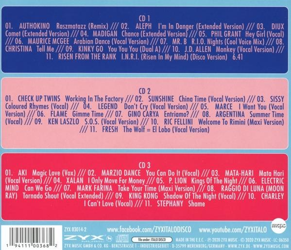 CD-Cover mit Titellisten. Das Cover ist blau, mit weißem und blauem Text darauf.