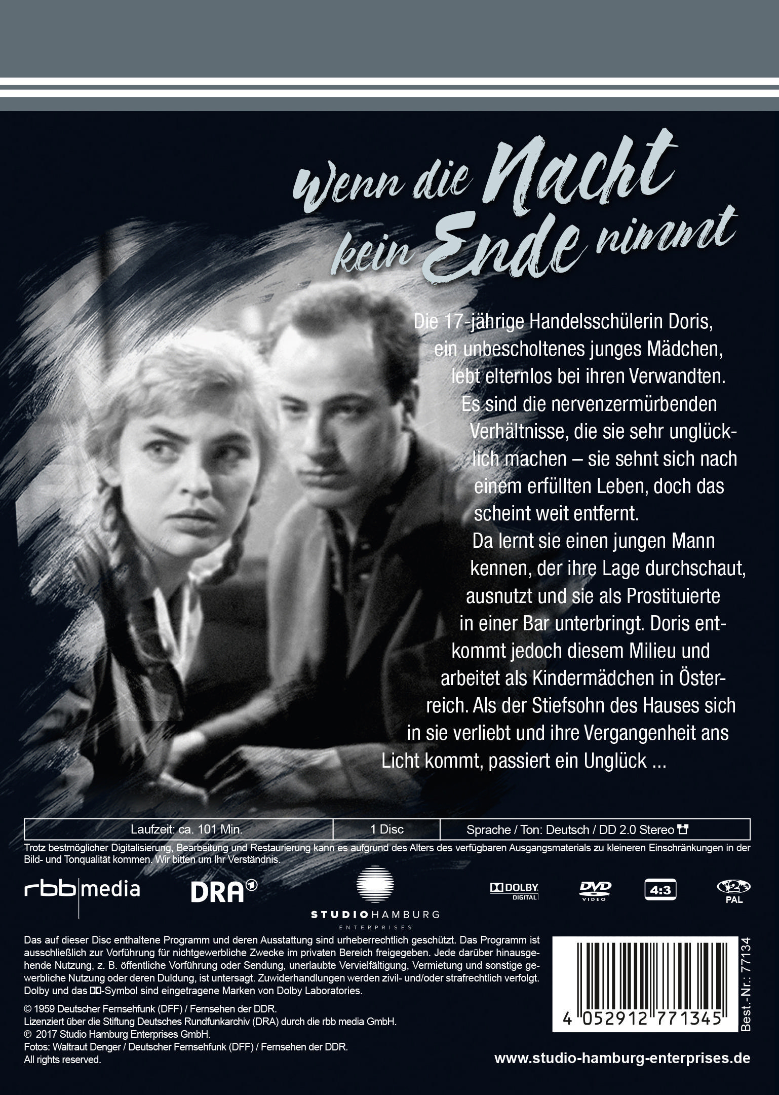 Eine DVD-Hülle mit zwei Personen in dramatischer Pose. Text auf Deutsch.