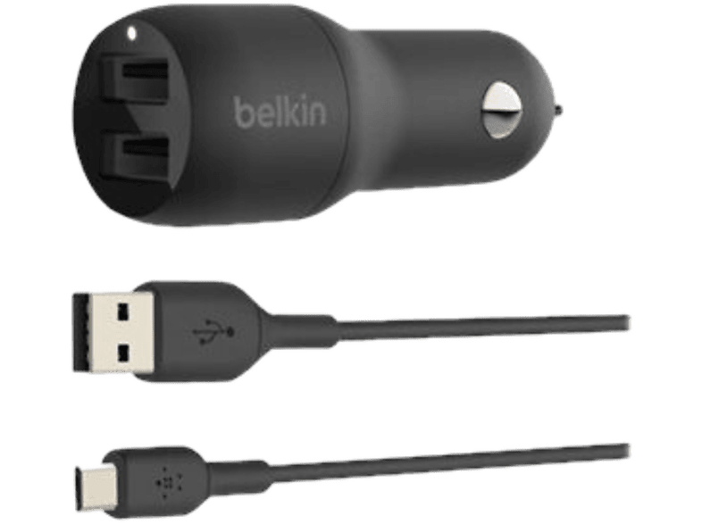 Belkin Autolader 2 X Usb + - Usb-c-kabel Zwart (cce001bt1mbk)