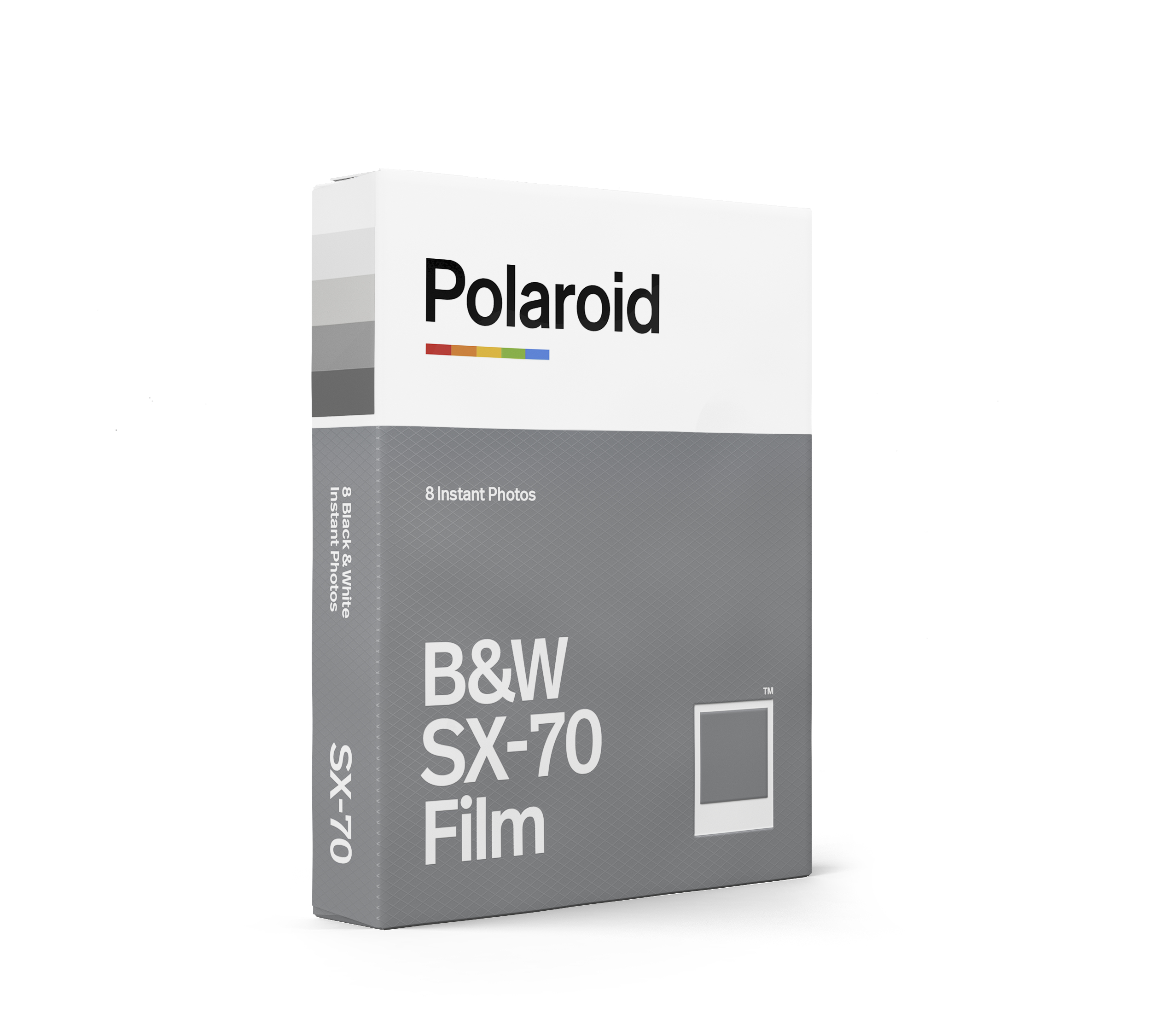 Polaroid S/W Filmbox vor weißem Hintergrund.