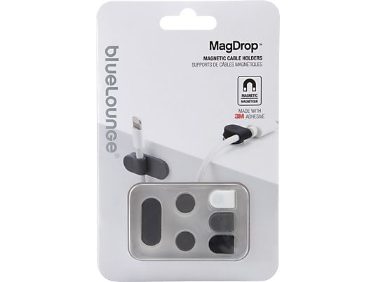 BLUELOUNGE MagDrop - Fixateurs de câbles (Blanc/Gris/Noir)