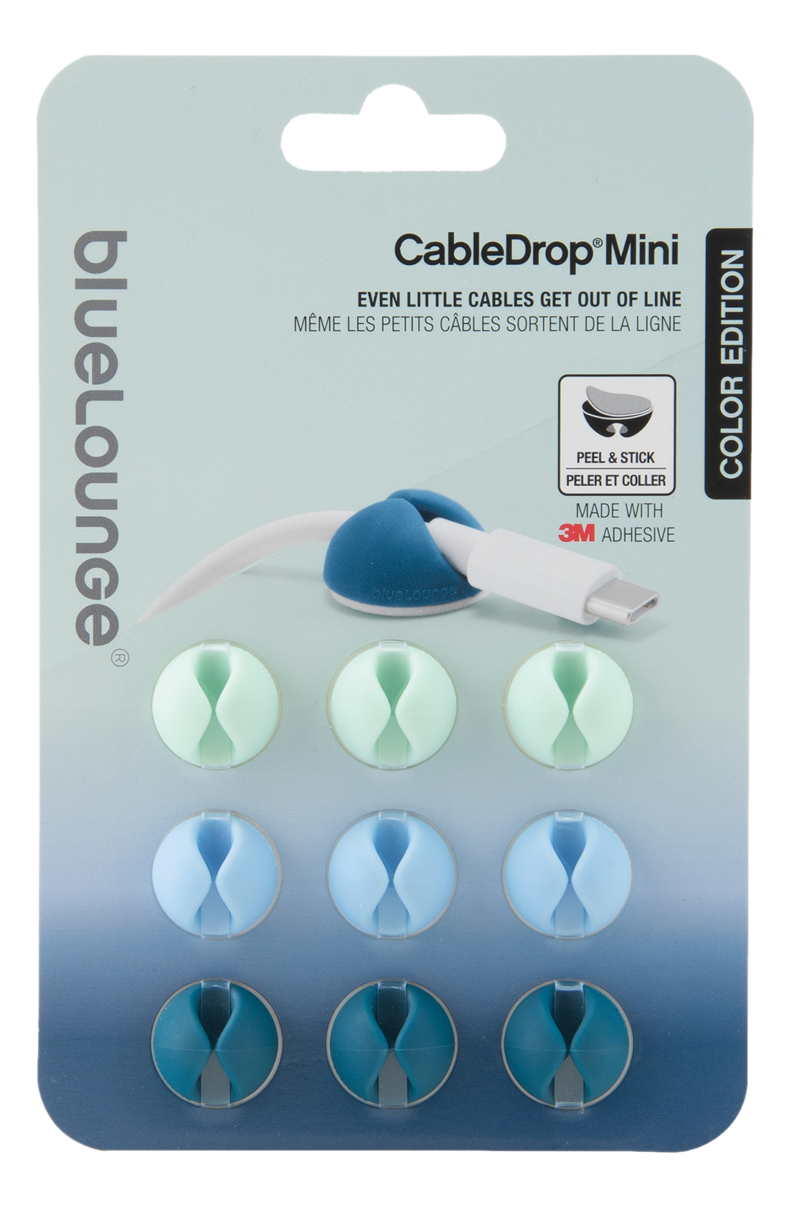 BLUELOUNGE CableDrop Mini - Kabel-Clip (Blau)