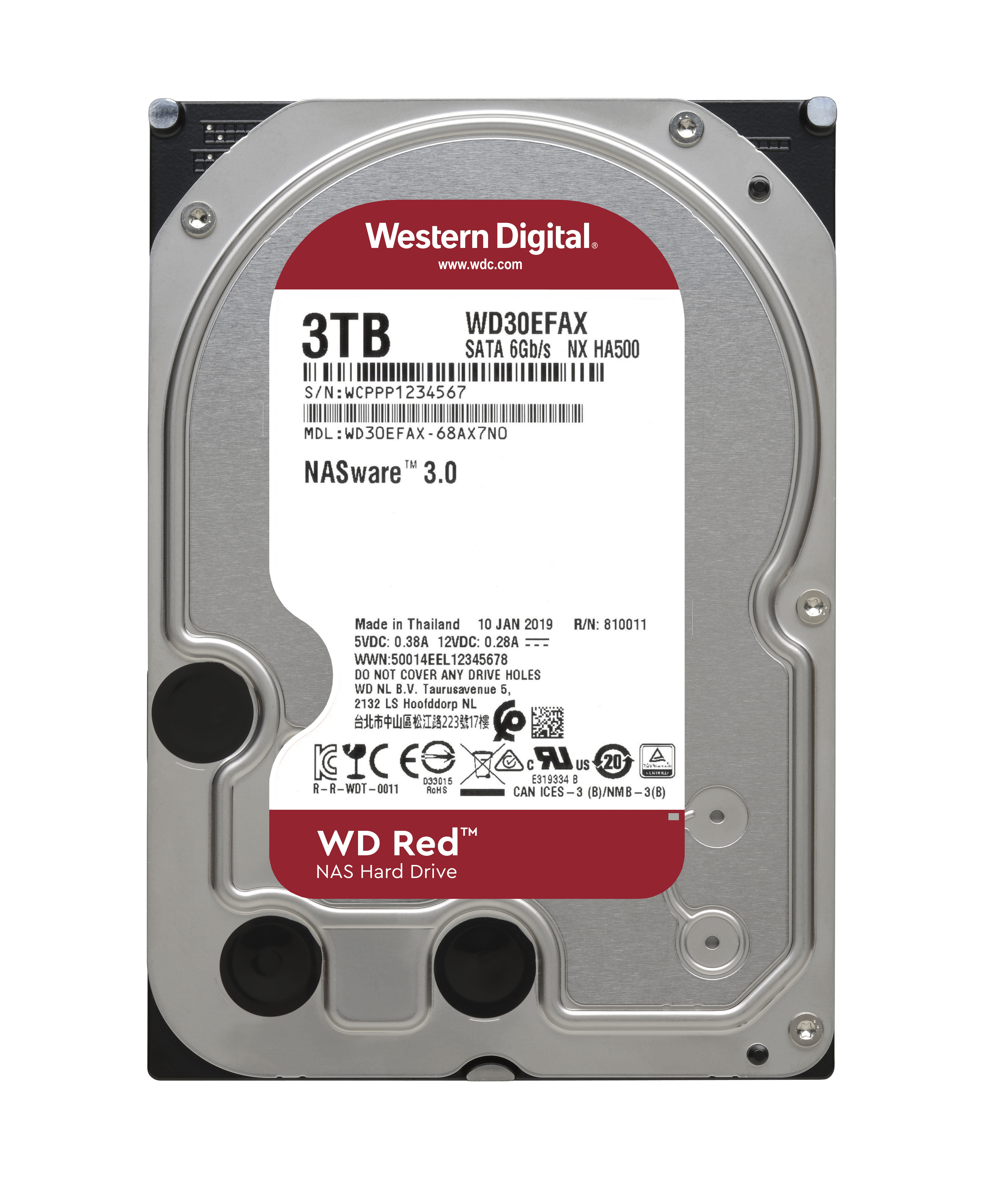WD Red™ NAS-Festplatte 3 TB, BULK Festplatte Bulk, 3 TB HDD SATA 6 Gbps, 3,5 Zoll, intern
