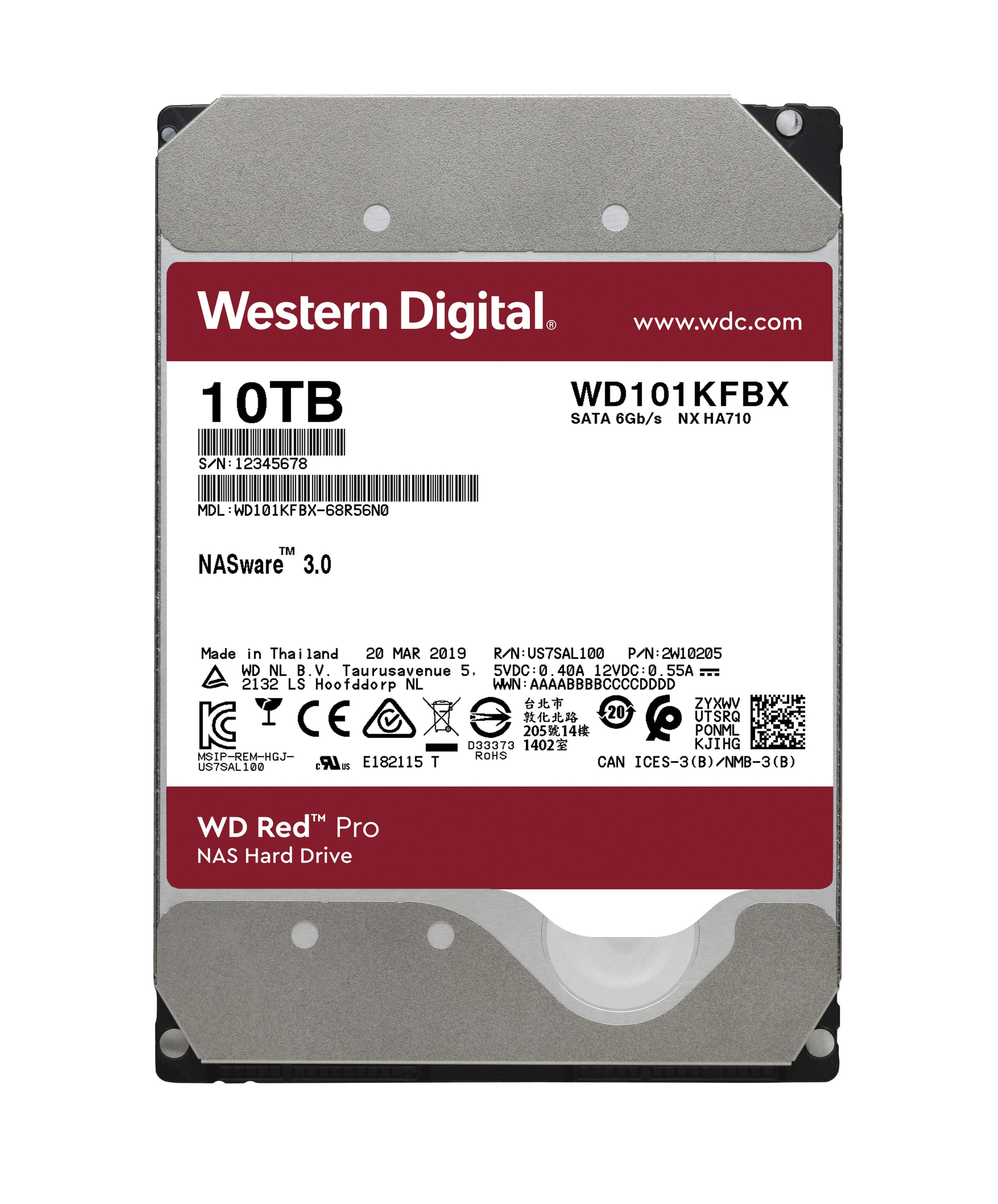 WD Red™ Pro BULK Festplatte, 10 TB HDD SATA 6 Gbps, 3,5 Zoll, intern