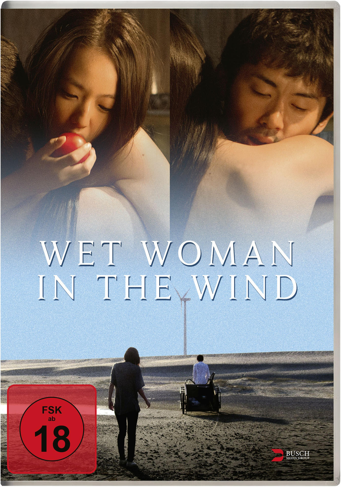 Filmcover von Wet Woman in the Wind, das eine Frau und einen Mann am Strand zeigt.