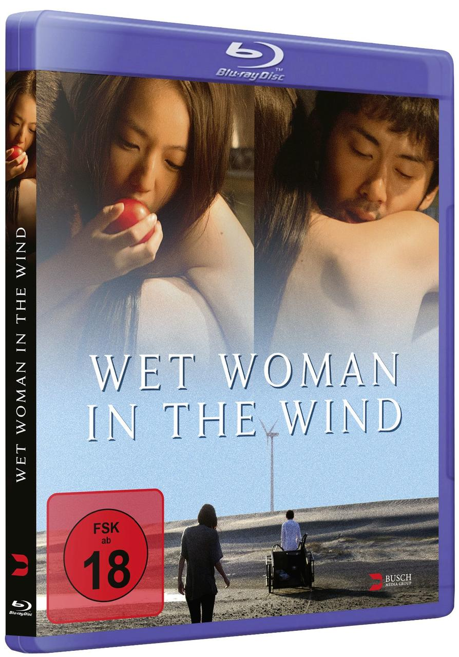 Blu-ray-Disc-Hülle für den Film "Wet Woman in the Wind" mit einer Frau und einem Mann.