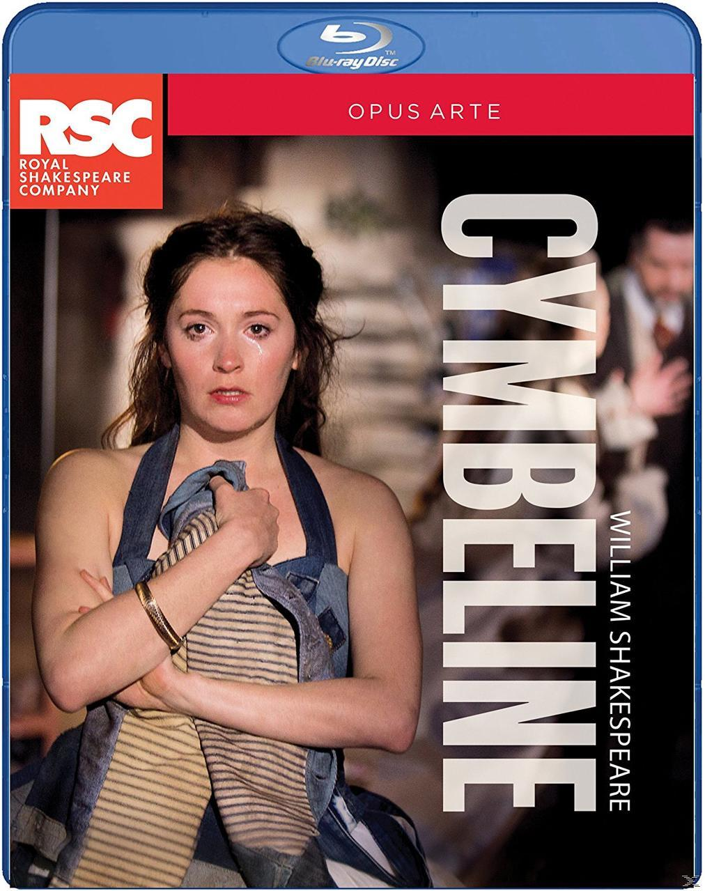 Blu-ray-Disc-Hülle des Theaterstücks 'Cymbeline'. Eine Frau weint, mit Titel und Firmenlogo.