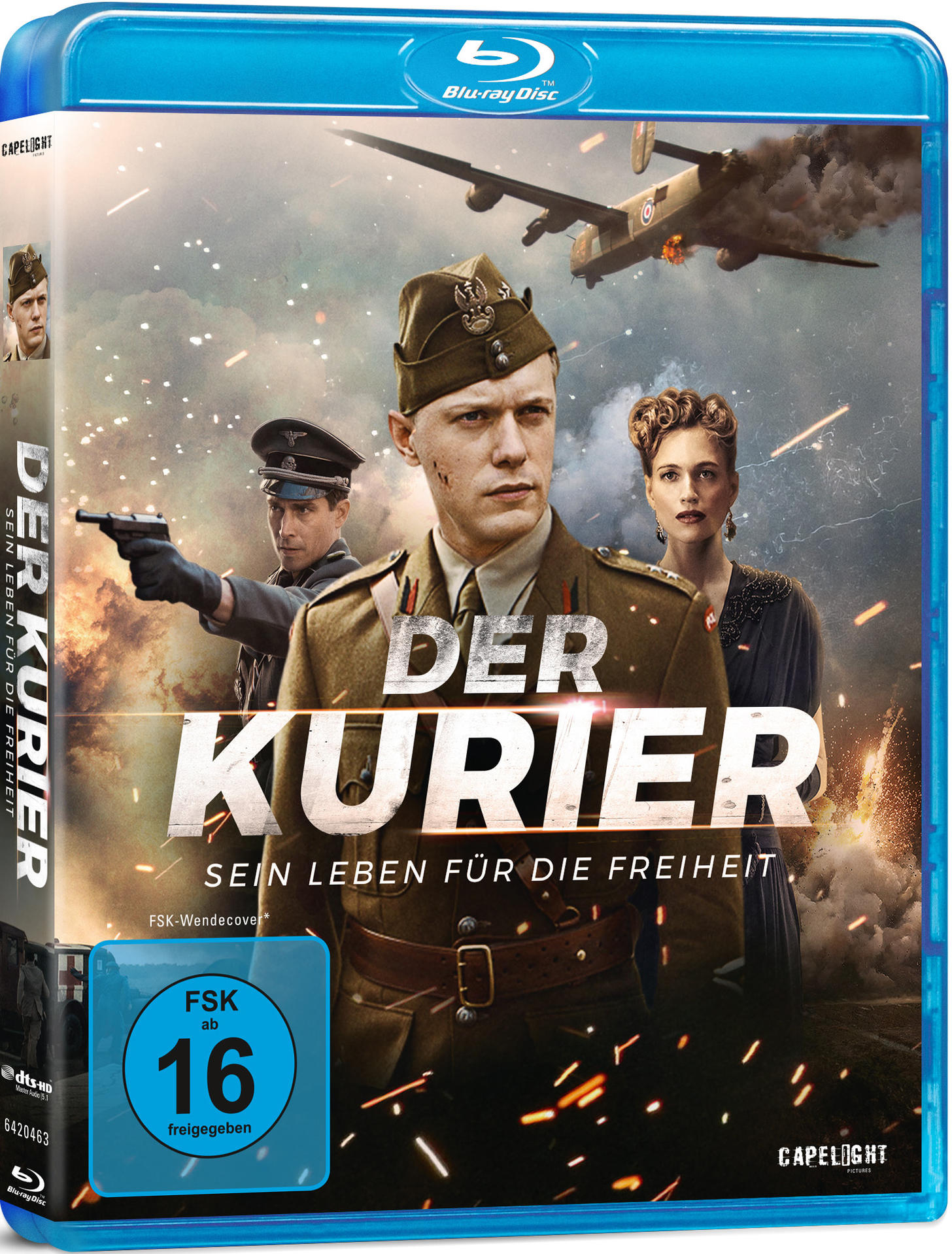 Filmcover: Mann in Uniform, zwei Soldaten, Kampfflugzeuge, Filmtitel.