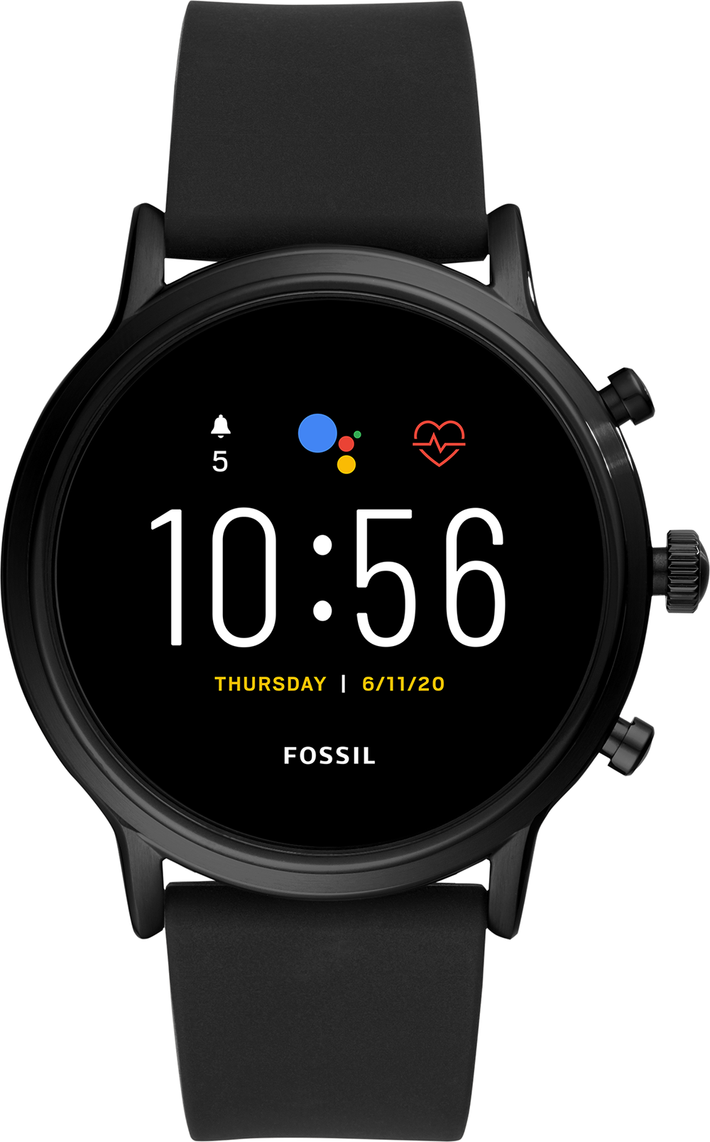 FOSSIL Gen 5 Touchscreen Smartwatch Carlyle 44 mm Zwart/Roestvrij staal