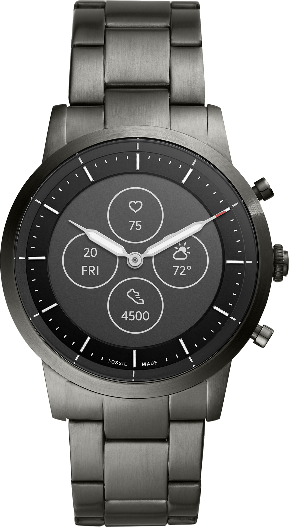 FOSSIL Hybrid HR Smartwatch Collider 42 mm Grijs/Roestvrij staal